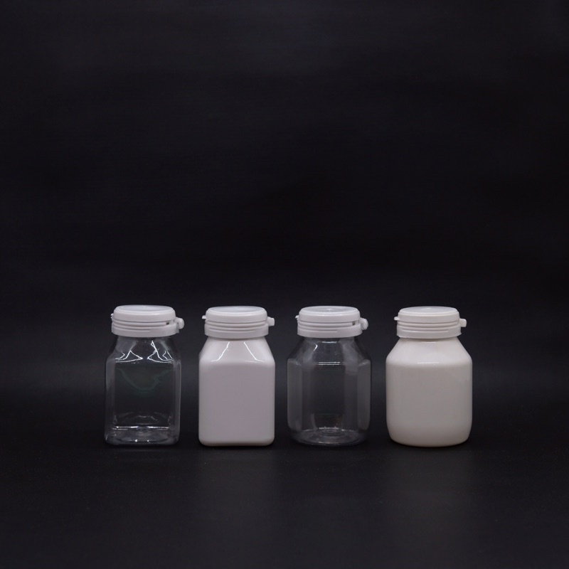 Botol Kapsul Isi 60 / Botol Tablet Isi 60 / Botol Obat Putih - Bening