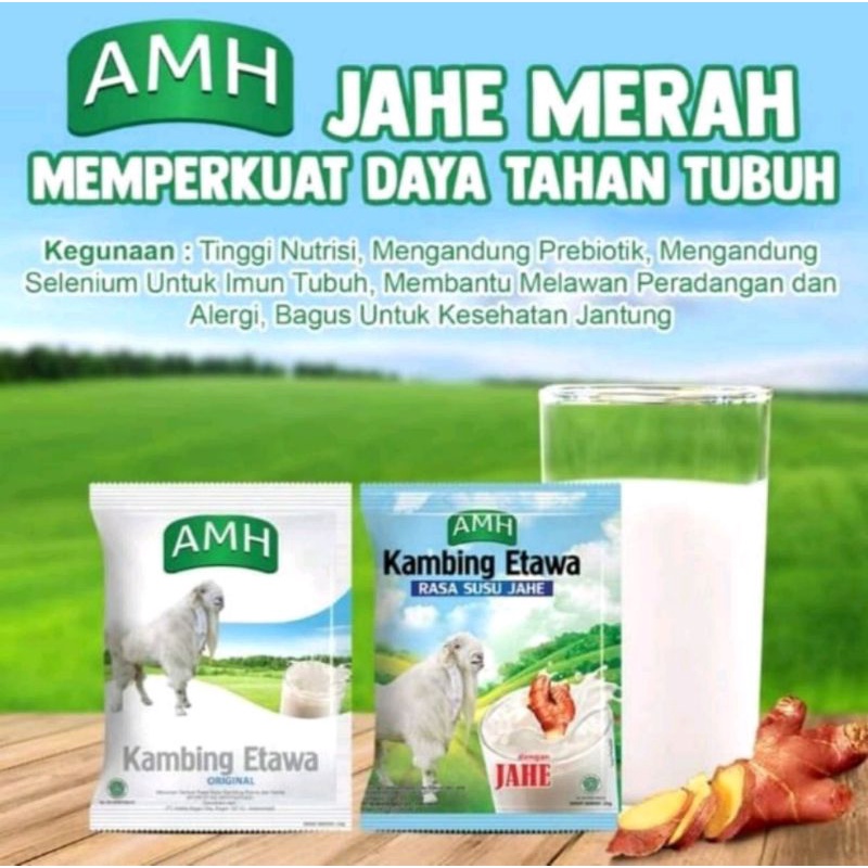 

Termurah Susu Kambing Etawa bubuk AMH 10 Sachet 24g untuk memperkuat daya tahan tubuh