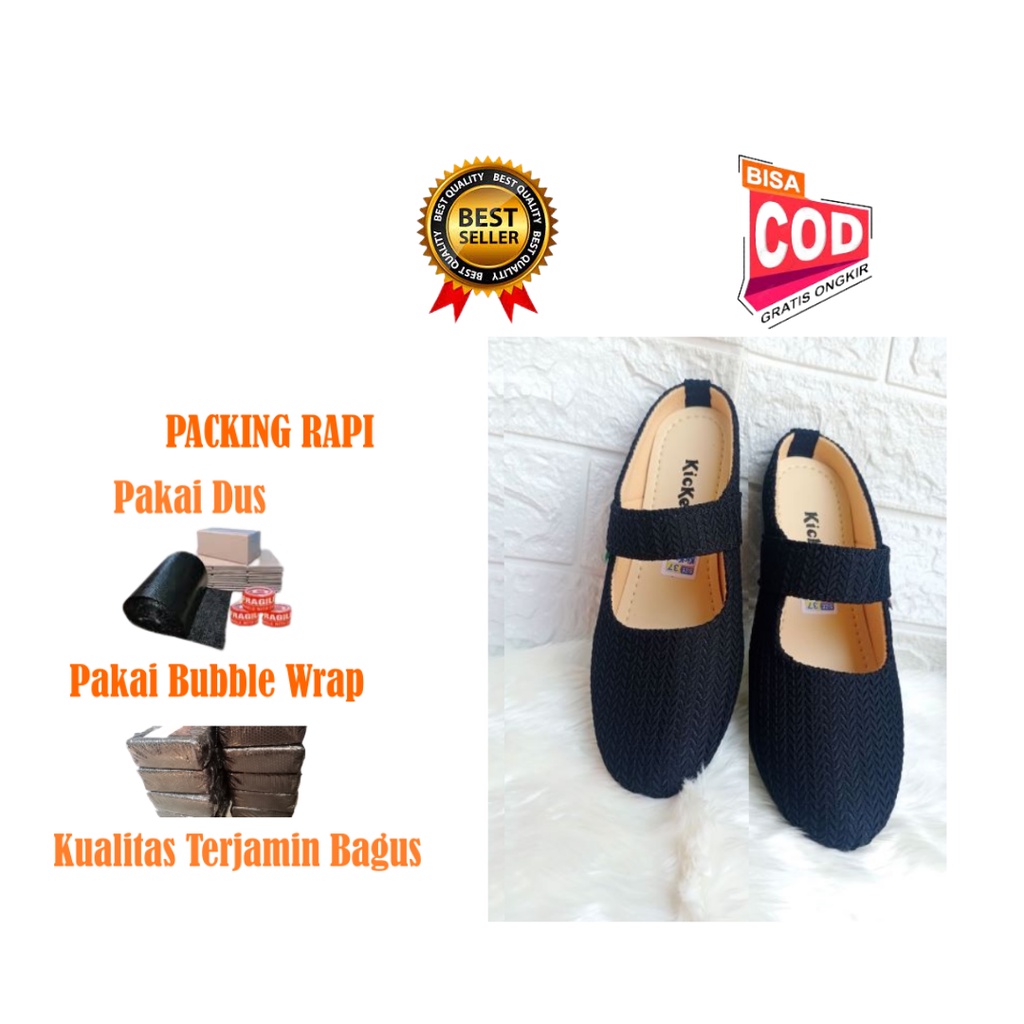 Sepatu Selop Slip On Kickers Wanita Bahan Rajut Impor | sepatu selop slip on wanita | sepatu selop wanita rajut kekinian import | selop rajut