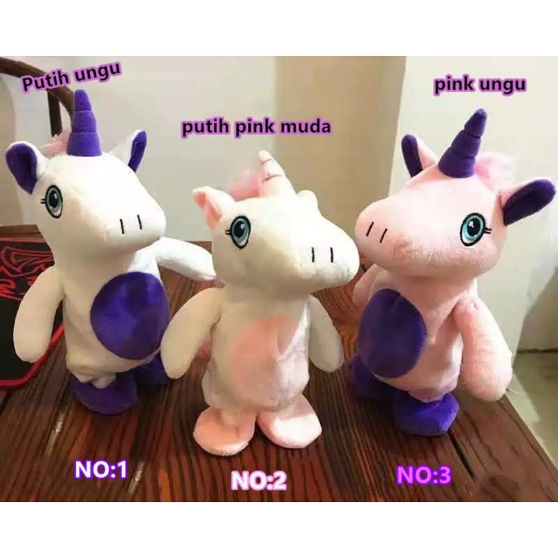 Boneka Curhat Funny Cute Talking &amp; Walking Unicorn - Boneka Bahagia