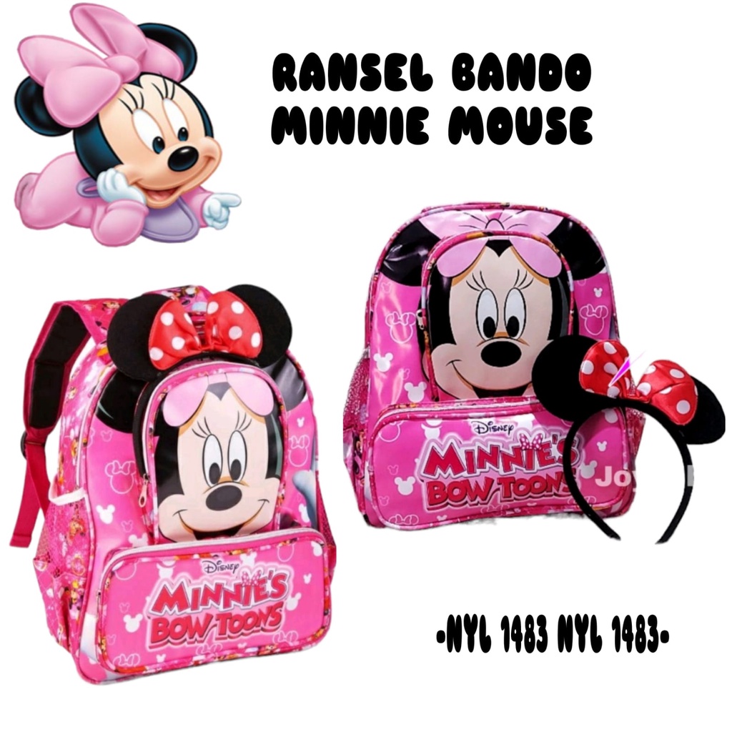 Tas Ransel Anak Backpack Mickey Mouse + Bando PG PAUD super premium berkualitas Minie mouse playgroup