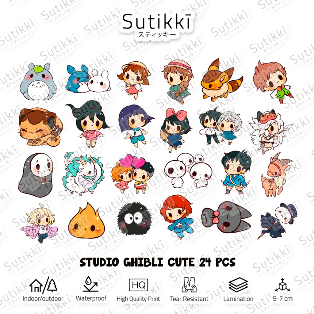 Sutikki | Sticker Pack Studio Ghibli Mini Cute Kawai Spirited Away Stiker Vinyl Laptop Koper Sepeda