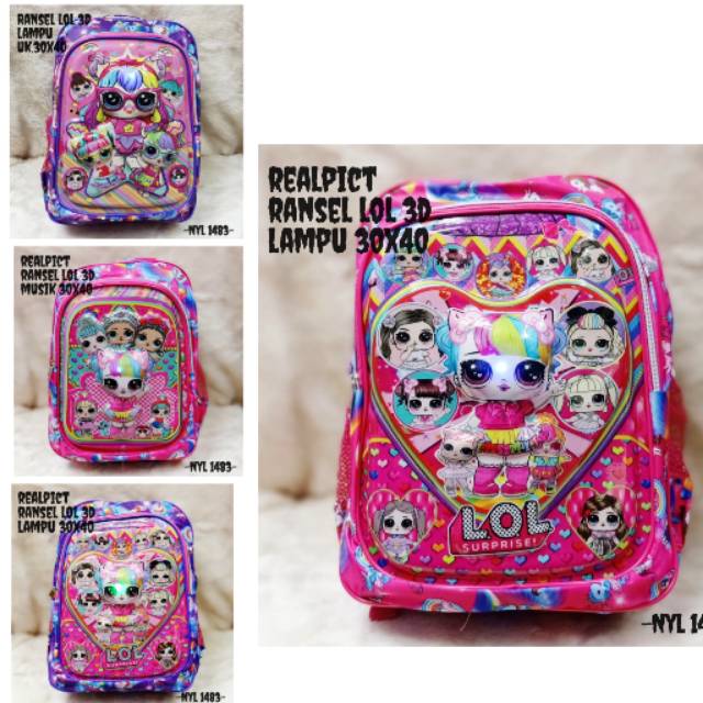 Tas ransel anak sekolah Tk-SD - Tas lol Led bisa nyala