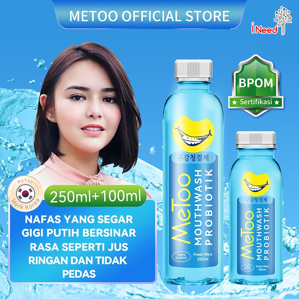 MeToo Mouthwash Fresh Mint / Obat Kumur Probiotik / Penyegar Mulut BPOM 100ml/250ml