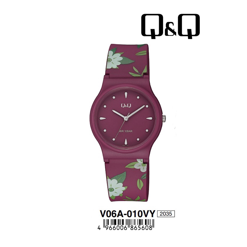 SALE Jam Tangan Wanita Casual Rubber Motif Analog Original Q&amp;Q QNQ QQ V06A Series