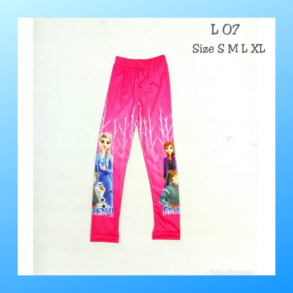 Celana legging anak perempuan outfit long pants girl kostum leging panjang print karakter strech pakaian bawahan olahraga renang apparel sport casual sepeda compression suit base layer lari frozen L07