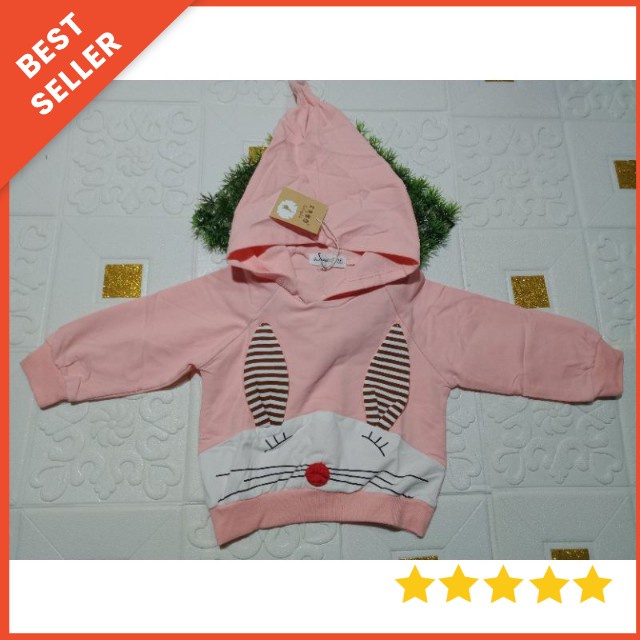 SWEATER HOODIE IMPORT ANAK CEWEK 0-5 TAHUN / SWEATER IMPORT HOODIE ANAK PEREMPUAN KELINCI 3D