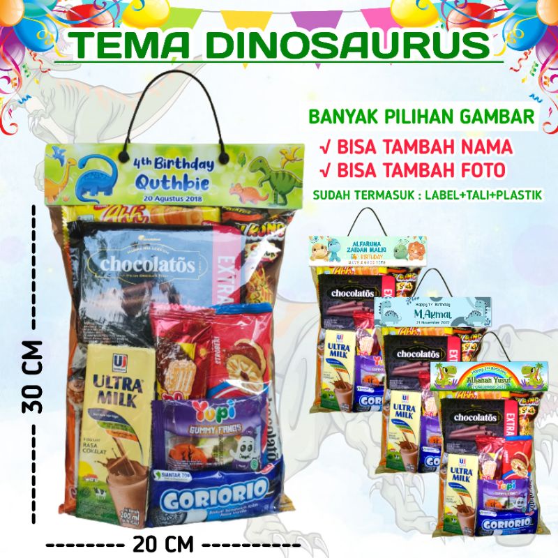 

Label snack ulang tahun Dinosaurus Free Plastik