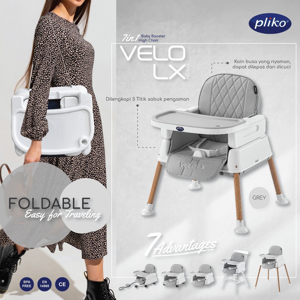 Pliko Baby Booster &amp; High Chair Velo LX  - HC-562 / Kursi Makan Bayi