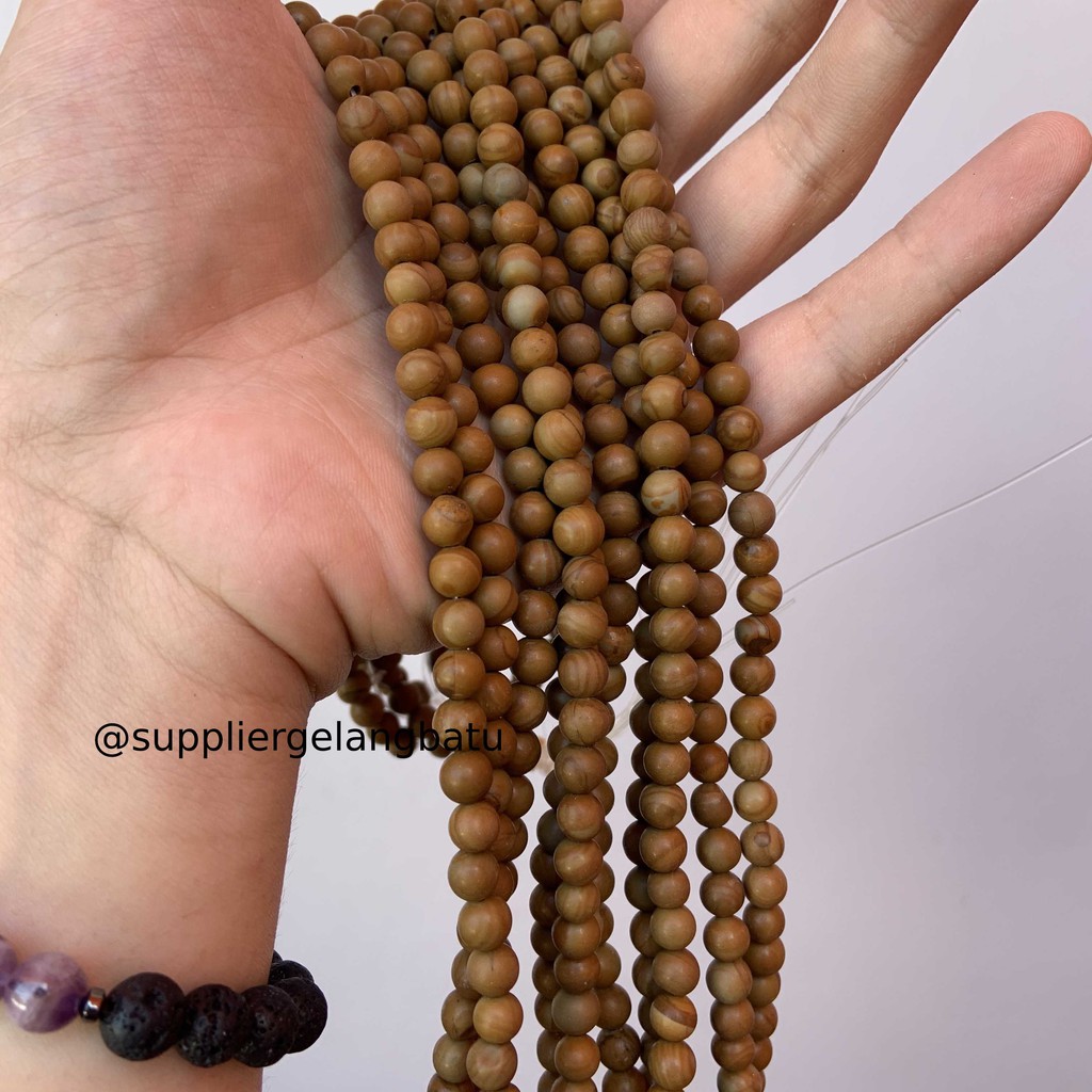 bahan yellow jasper kuning 6mm ryolit natural renceng asli batu alam