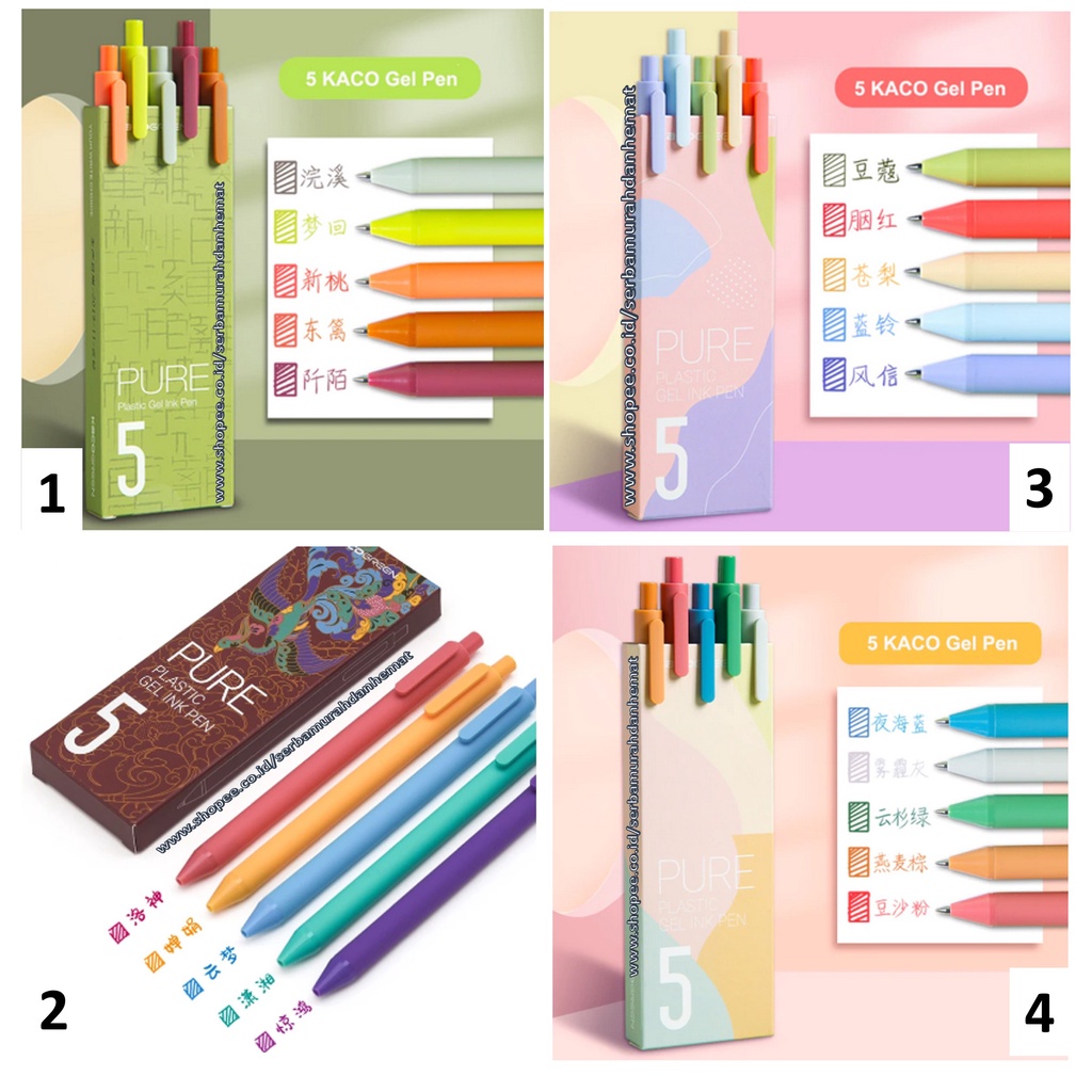 Pen Warna Warni Pelangi ORIGINAL KACO Sign Pen Durable 0.5mm 5pcs/Pack