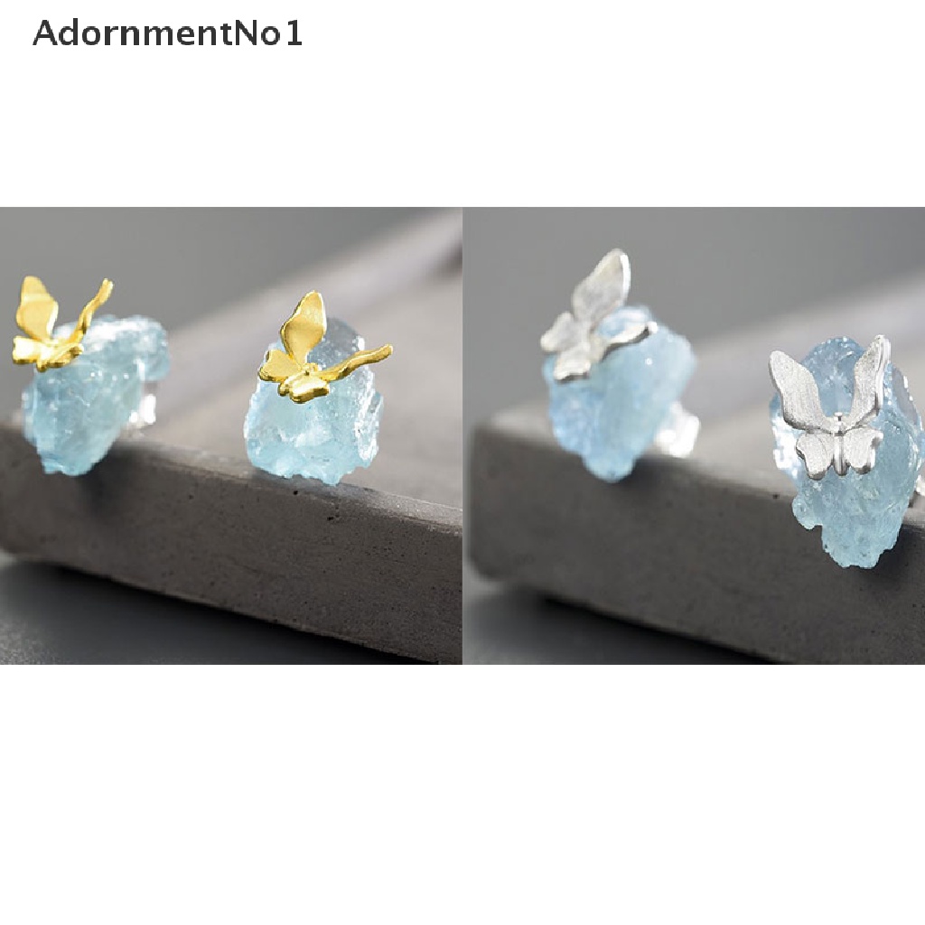 (AdornmentNo1) Anting Tusuk Bentuk Kupu-Kupu Aksen Batu Imitasi Untuk Perhiasan Wanita