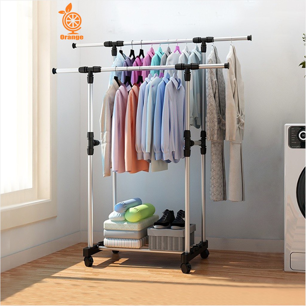 Stand Hanger Rak Serbaguna dengan 4 Roda Gantungan Baju SGYJ- 2 Worldhome66