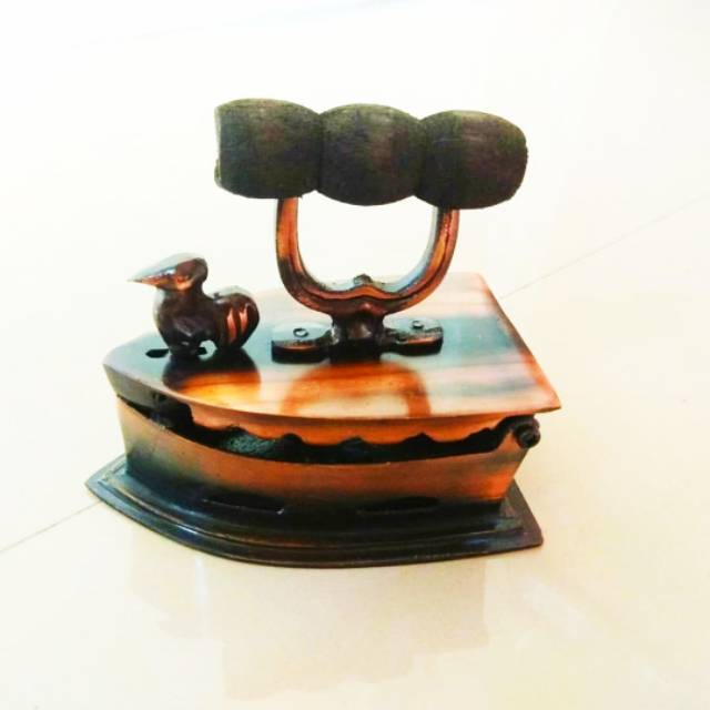 MINIATUR SETERIKA ARANG AYAM JAGO KUNO ANTIK - ANTIQUE BRASS