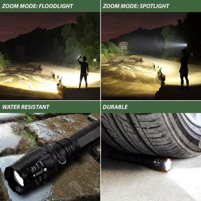 Senter LED Flashlight Cree XM-L T6 3800 Lumens - E27 - Black/senter full allumunium/senter led