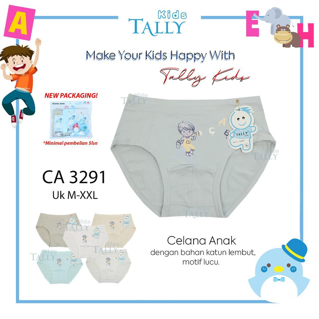 TALLY KIDS BOY 3291 | CD CELANA DALAM ANAK COWOK LAKI-LAKI SEGITIGA | BAHAN KATUN I SIZE M - XXL