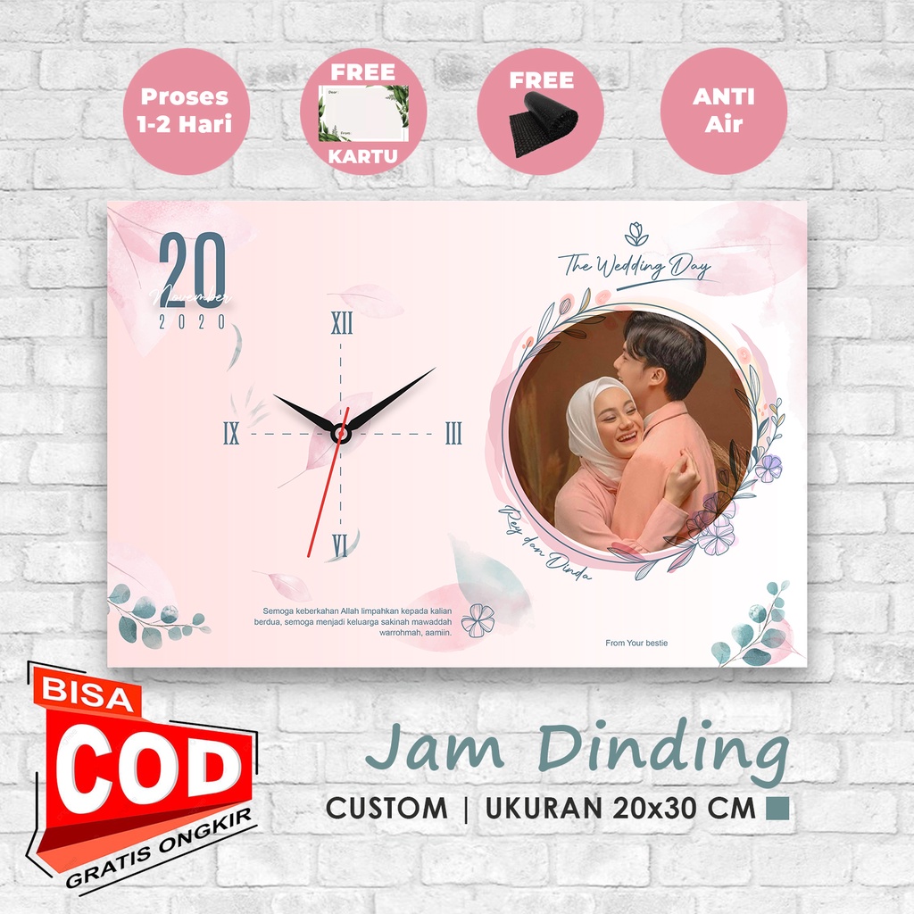 Kado ulang tahun: jam dinding foto custom ukuran 20x30 ( hadiah wisuda anniversary pernikahan )