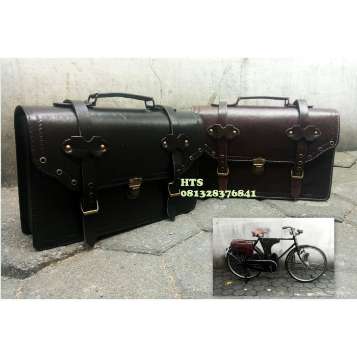 Aksesoris Sepeda - Tas Onthel Tas Samping Sepeda Onthel Asli Kulit Aksesoris Sepeda Ontel