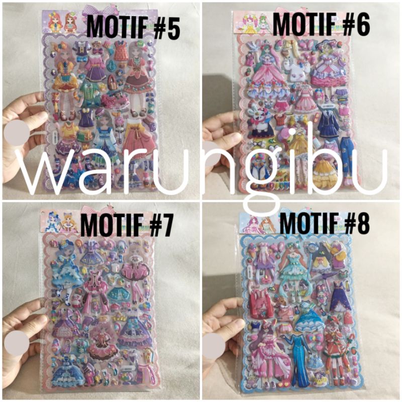 Dress Up Girls Anime Sticker Gambar Tempel Timbul Stiker Boneka Baju Orang Mainan