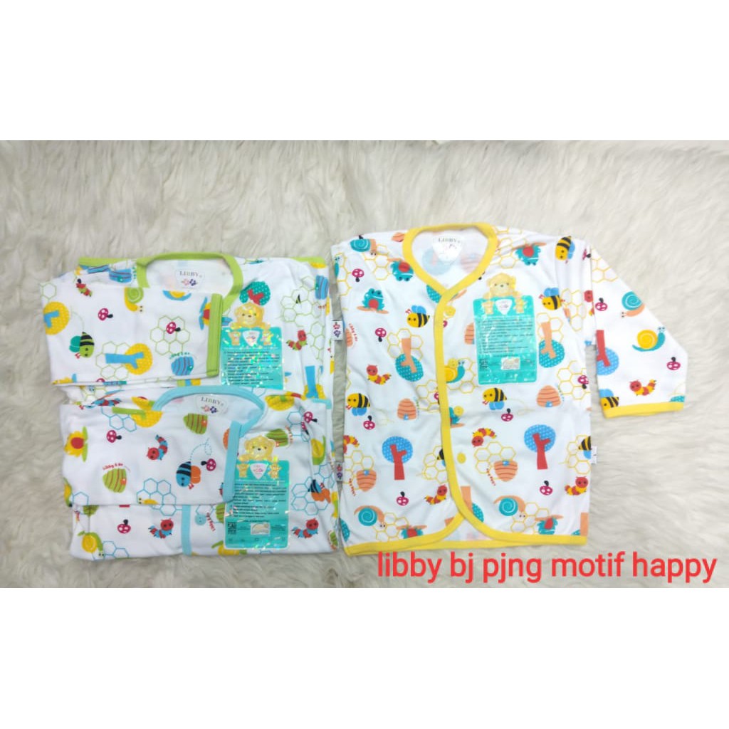 libby atasan 3pc baju panjang kancing depan murah nb ,3-6.s.m.l warna&amp;motif