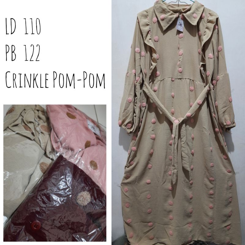 Midi Crinkle Pom-Pom Ruffle