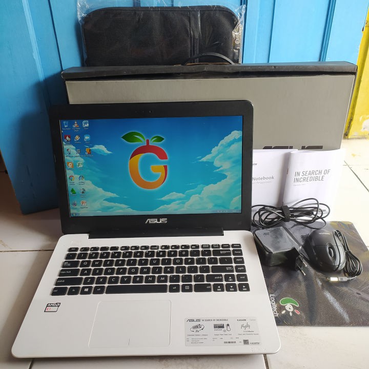 Asus X454W Fullset Lengkap Warna Putih VGA ATI R2 256MB RAM 2GB HDD 500GB Laptop Second Bekas Murah
