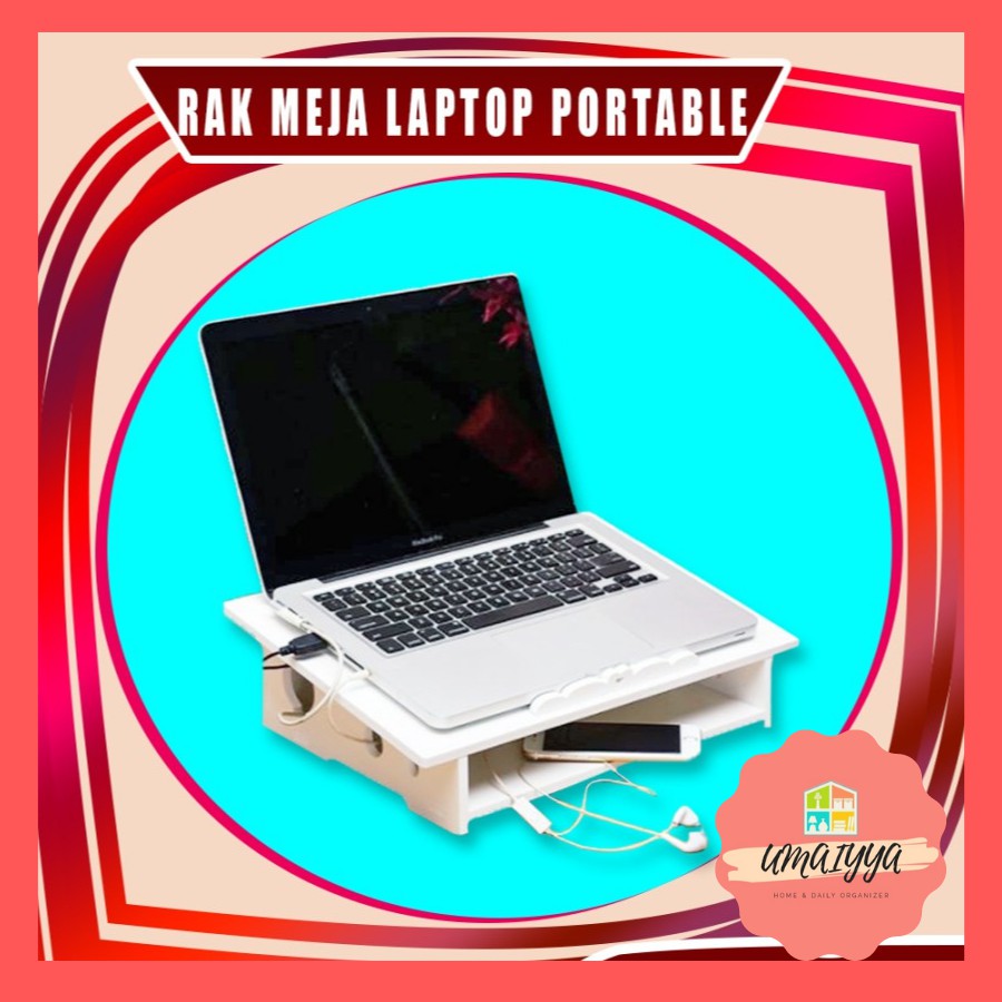Rak Meja Laptop Portable Minimalis / Meja Laptop / Tatakan Kayu WPC Anti Air - DC021