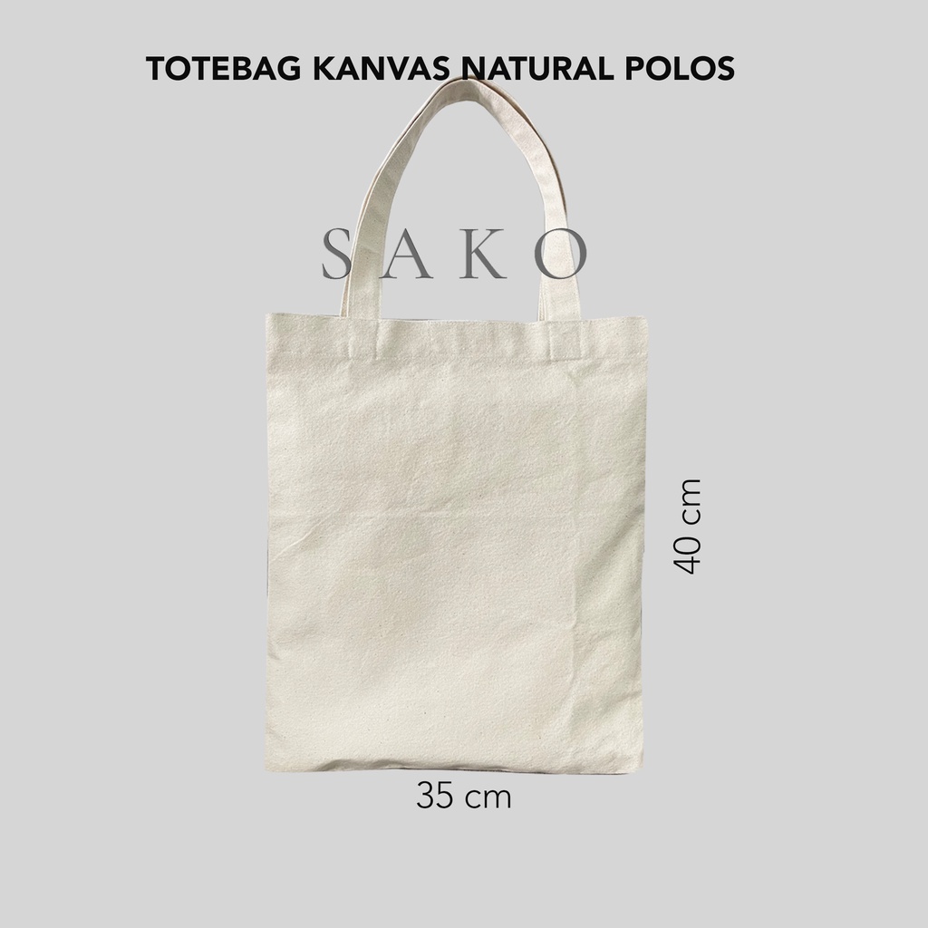 (SAKO) - TOTEBAG KANVAS NATURAL POLOS 35X40CM PEREKAT VELCRO