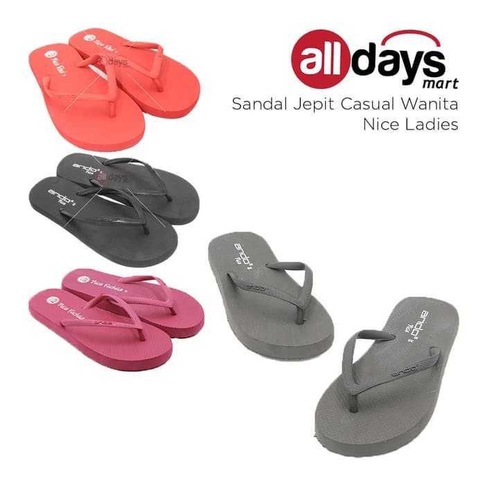 Sandal dy1417Ando  Jepit Wanita  /Flip Flop Nice Ladies Size 36-40 - Merah- 36