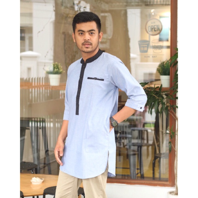  Baju  Koko Modern Kurta  3 4 Kurta  Pakistan Oxford Denim 