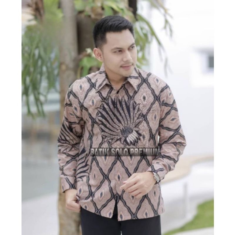 BAJU BATIK PRABU MOCCA  PRIA LENGAN PANJANG LAPIS FURING