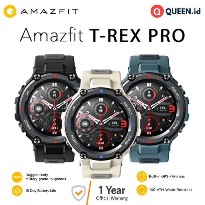HANDPHONE & TABLET WEARABLE DEVICES AMAZFIT T-REX PRO SMART WATCH SPORT MILITARY GRADE AMOLED TREX P