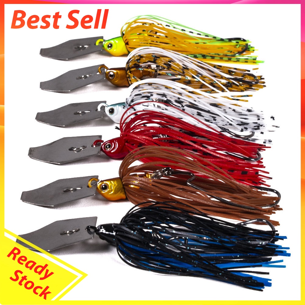 6x Wobbler Chatterbait Blade Bait w/ Skirt Buzzbait Saltwater Fishing Lures