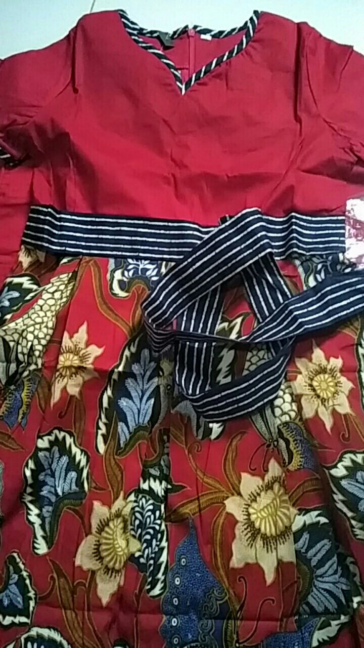 Dress Batik Anak Warna Merah Edisi Imlek, 009 Aci# Bahan Katun Stretch