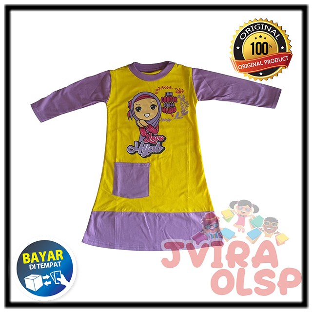 Dress Anak Perempuan Gamis Karakter Anak Umur 1-10 tahun  (S-M-L-XL-XXL) - Baju Muslim Anak Terbaru - Dress Anak - Baju Anak