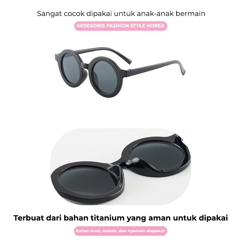 Kacamata Anak Laki Laki Perempuan Korea Bulat Polos Trend Fashion kualitas import KCM2