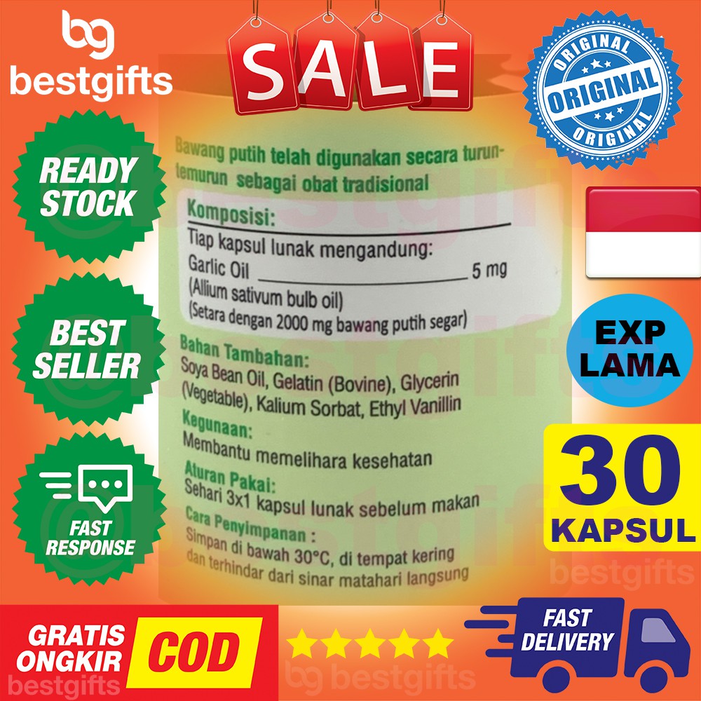 NUTRAHEALTH NUTRA HEALTH GARLIC OIL 5 MG VITAMIN BAWANG PUTIH ANTIOKSIDAN KEKEBALAN TUBUH 30 KAPSUL