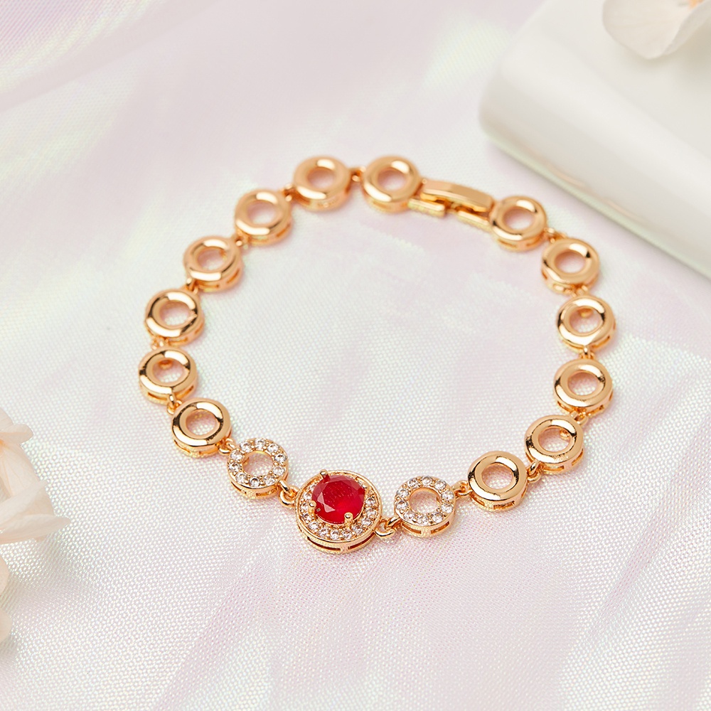Y314 Gelang Titanium Rantai Permata Wanita Gelang Wanita Anti Karat Lapis Emas Aksesoris Fashion
