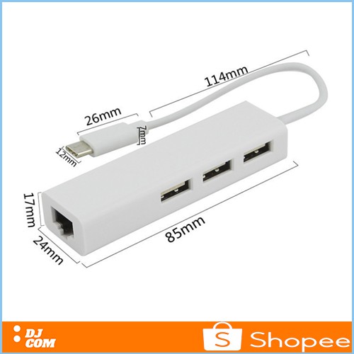 Kabel USB Type C To RJ45 Ethernet Lan 10Gbps USB Hub 3 Port Macbook