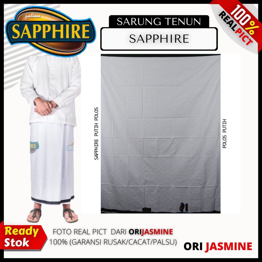 Sarung Tenun Sapphire Dewasa Polos Tumpal Hitam Putih