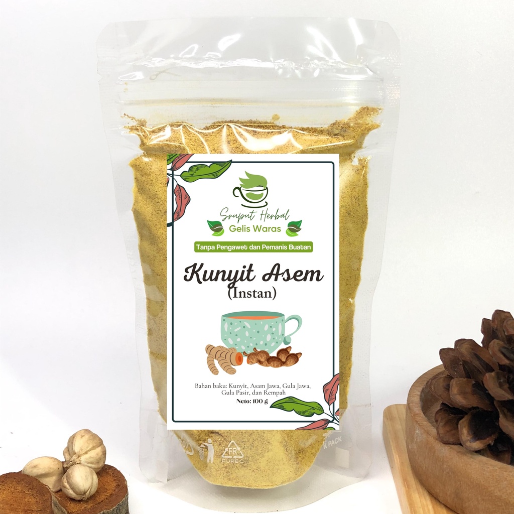 100gr Kunyit Asem Instan Bubuk Jamu Kunir Asam Kualitas Premium JSR Rempah Sruput Herbal [COD]