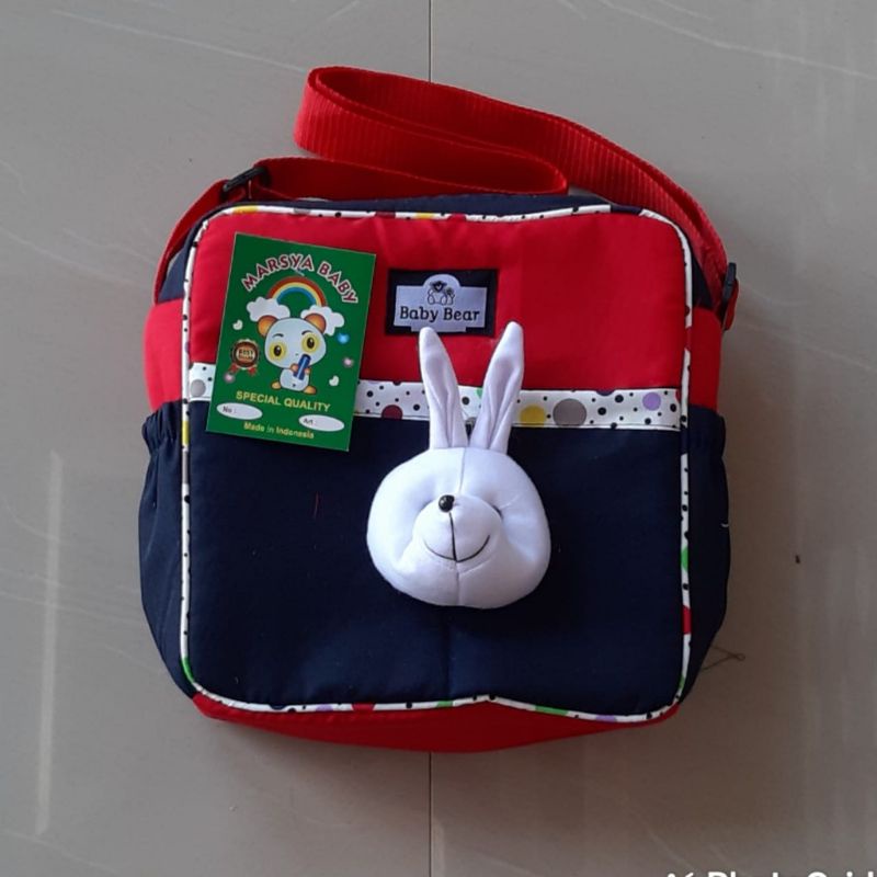 tas perlengkapan bayi boneka kelinci polka