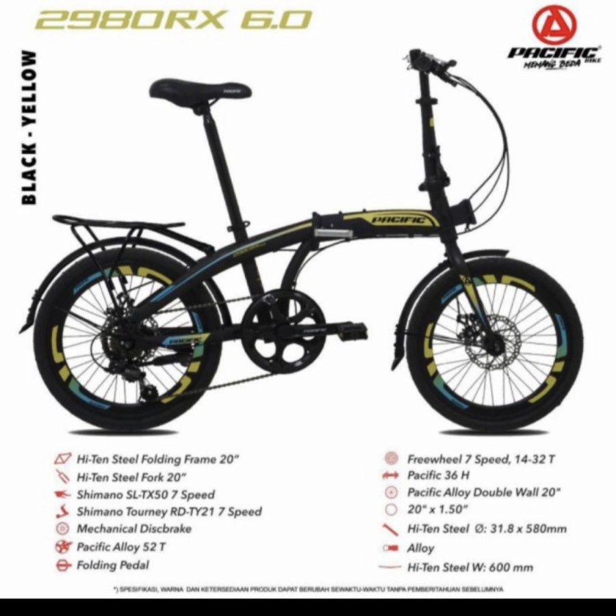 Sepeda lipat 20 inch PACIFIC 2980 RX 6.0