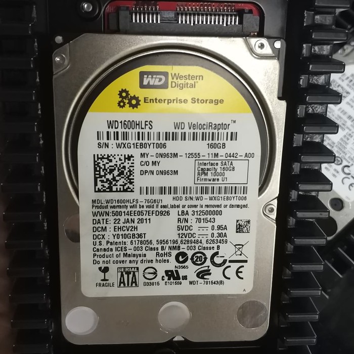 HDD SATA WD VELOCIRAPTOR 160GB 10.000K SENTINEL 100% GOOD