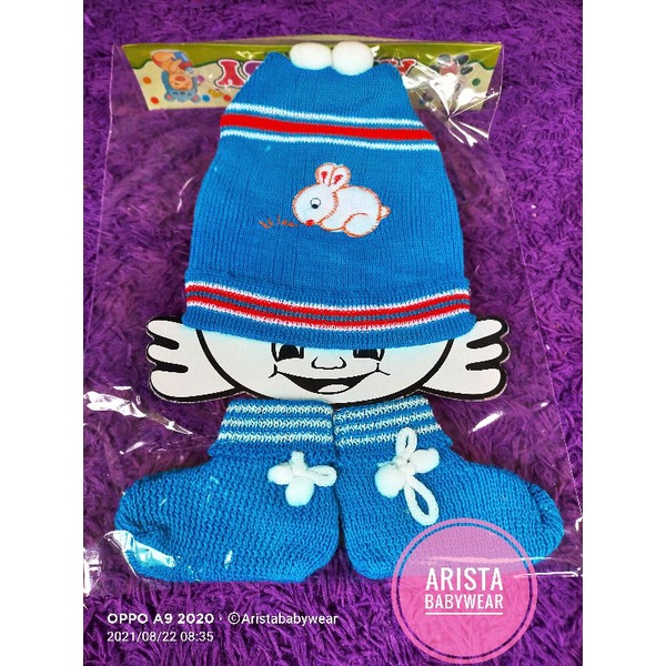 SET topi + kaos kaki bayi rajut