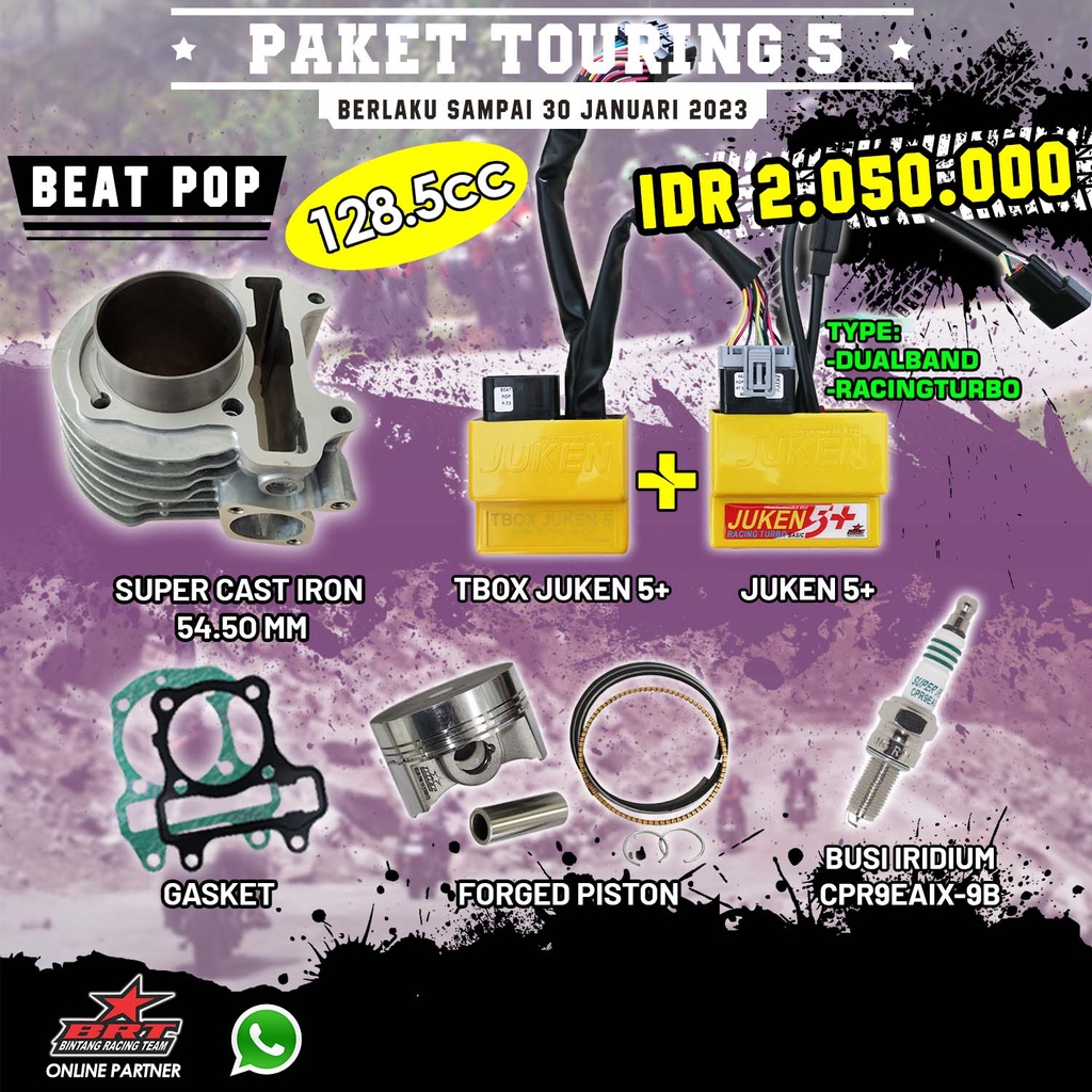 Jual Paket Bore Up Beat Pop Blok Cast Iron Piston Juken Brt