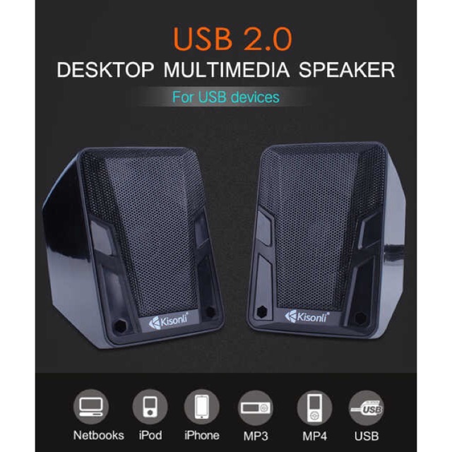 Kisonli A505 Mini USB AUX Super Bass Subwoofer Speaker 2.0 Channel Computer Speakers