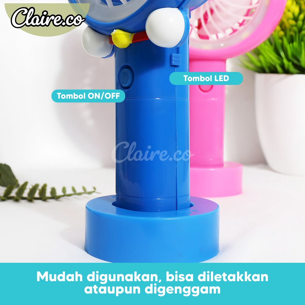 K4 Terlaris !!! Kipas Angin Anak Karakter Portable LED Hellokitty Doraemon