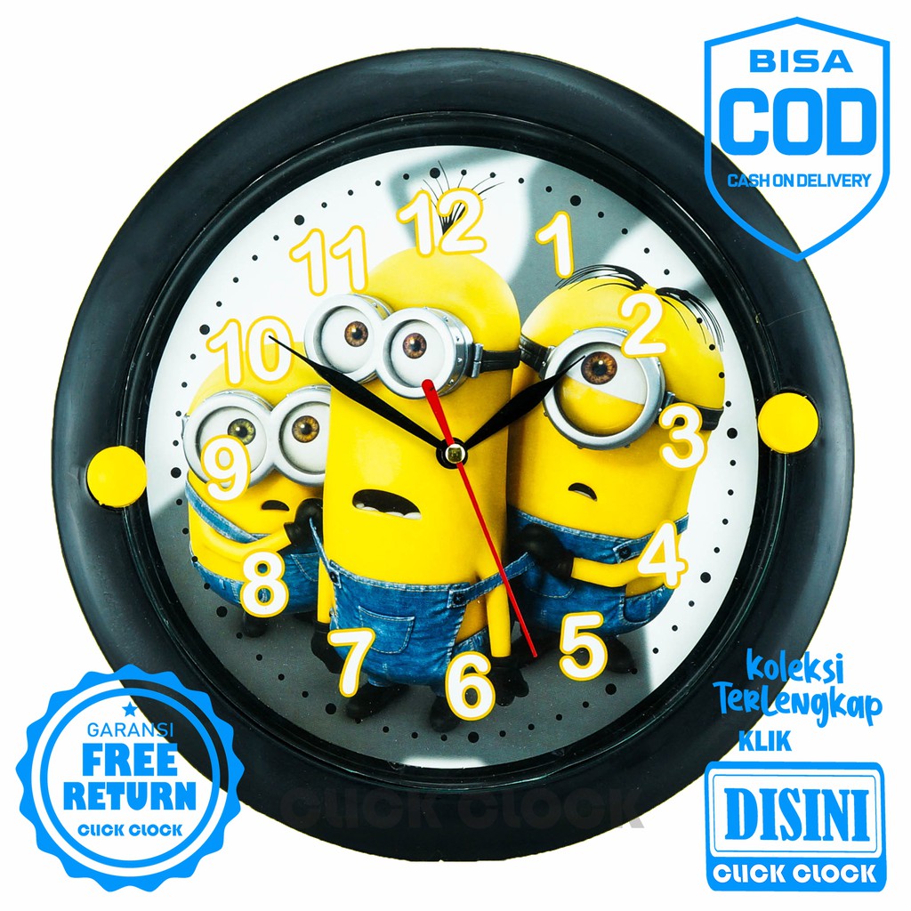 Jam Dinding Karakter Anak Hello Kitty Frozen Unik Wall Clock Bagus Dekorasi Rumah  ESA 726