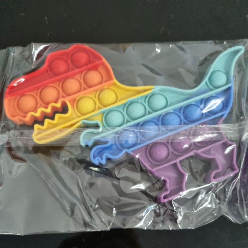 POP IT FIDGET TOY mainan penghilang stress relief kids kualitas 3d embos premium / MAINAN POP IT TIK TOK ANAK-Dino rainbow